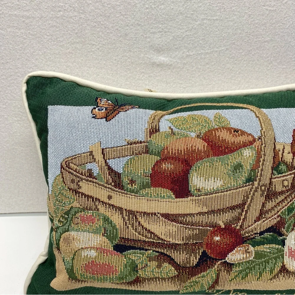 Marjolein Bastin Tapestry Throw Pillow Fruit Basket Butterfly Bird Design READ